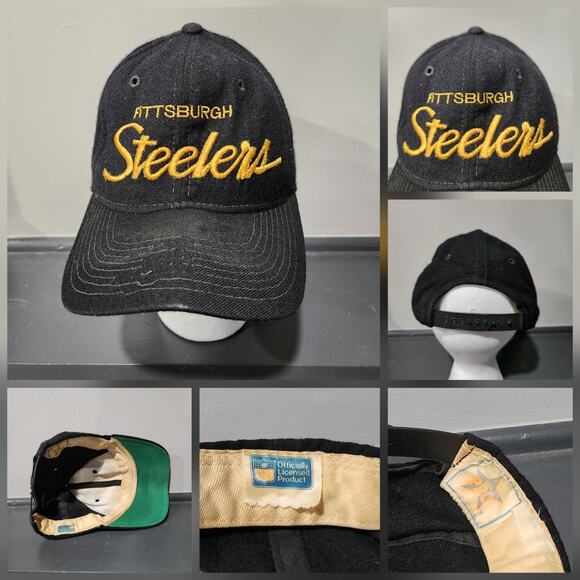 VTG Pittsburgh Steelers Sports Specialties Script NFL Pro Snapback Wool Hat Cap